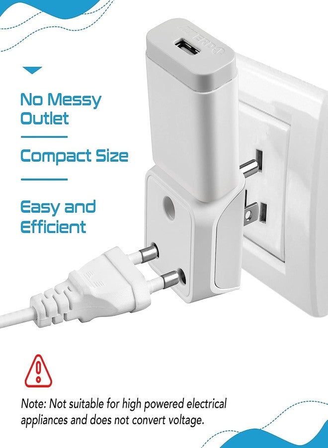 Ceptics India to USA, Canada Travel Adapter Plug - 2 in 1 Adapter - Type B - CE Certified - RoHS Compliant - White - 2 Pack - Lifetime Limited Warranty - Image 4
